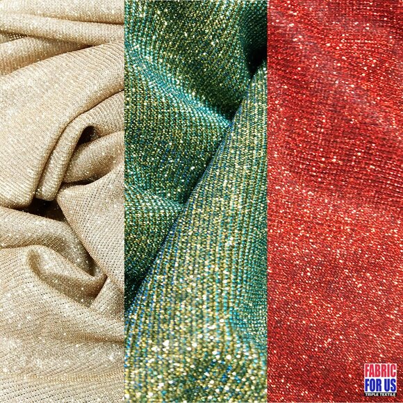 GLITTER Mechanical Stretch Polyester Fabric in Blush, Royal and Wine Colors 57"/ - Picture 1 of 4